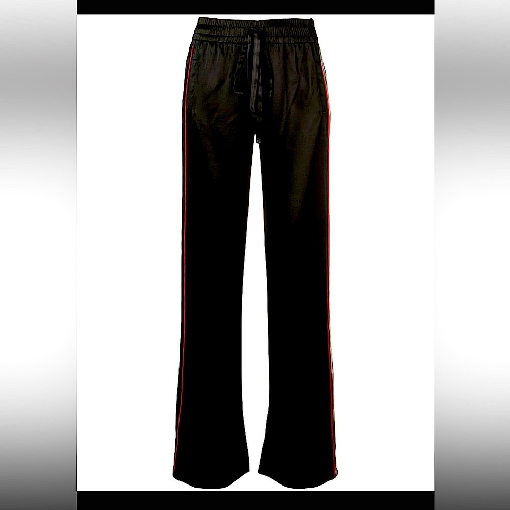 - New 🆕 AMIRI wide high waisted EXTRA LONG DRAWSTRING LEATHER stripe BLACK… - Picture 3 of 13
